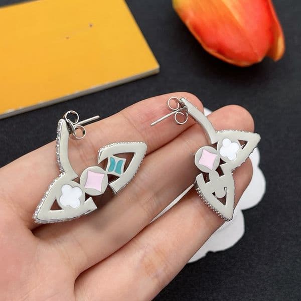 Luxurious Designer in Gold Silver Colors Large Size Fashionable and Exquisite Earrings with Original Packaging Box
