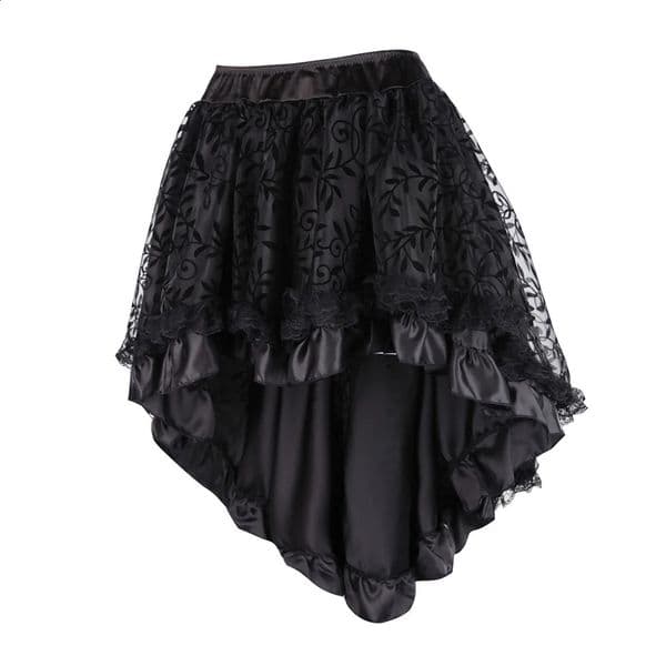 Steampunk Vintage Corset Skirt Plus Size 6XL Black Coffee Back Zipper Closure Lace Overlay Gothic Asymmetrical Skirts #937 250827BJ