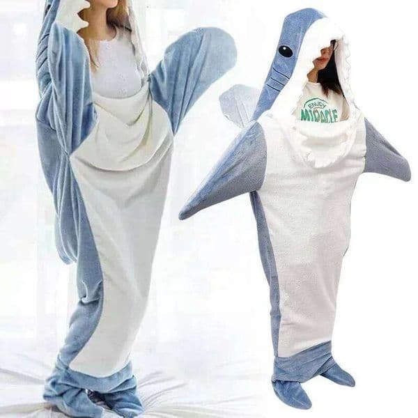 2026 Cartoon cologne Pamas Sleeping Bag Robe Shark Megalodon Gown Adult Homewear Plaid Comfy Bathrobe Wearing perfume A Blanket Free Shipping Shipping