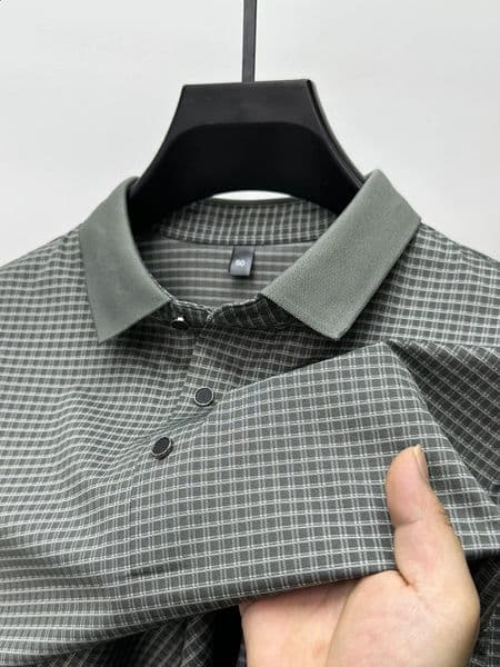 High quality short sleeve mens POLO shirt summer fashionable youthful plaid highend n breathable top ice silk Tshirt 250828BJ