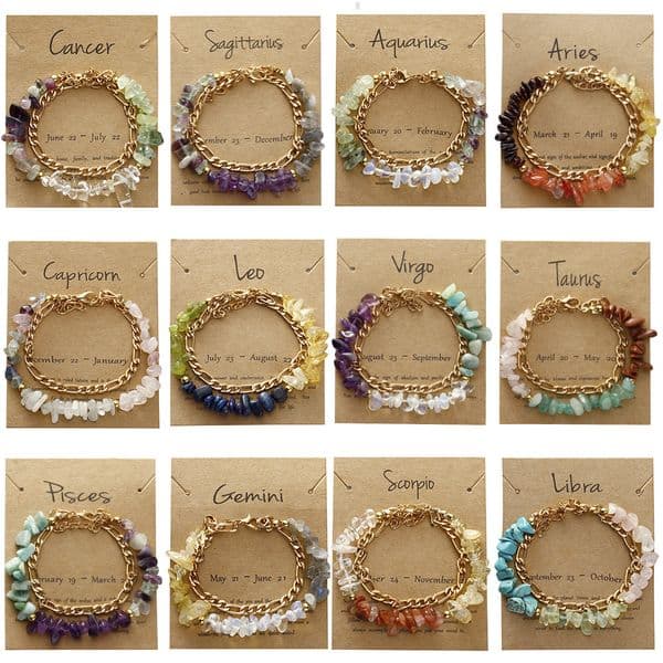 Elegant Woman's Accessory Unique Astrological Symbol Embroidered Bangle Collection Comprising Peridots and Blue Lazurites