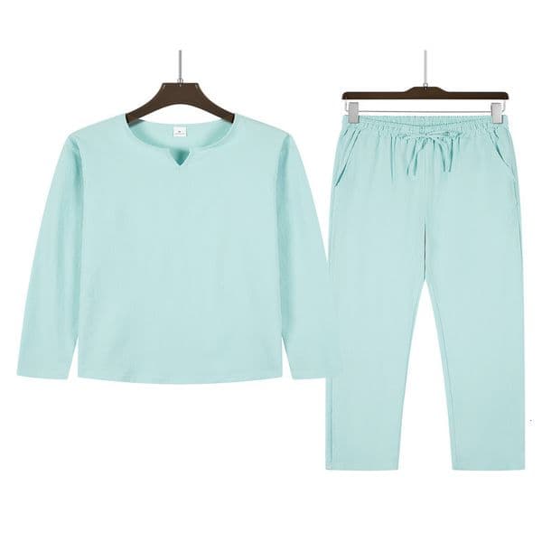 2pcs Set Mens Shirt and Pants Suits for Men Small Vneck Beach Wear Tracksuit Solid Color Shirts Sweatpants Hawaiian Vacation 250828BJ