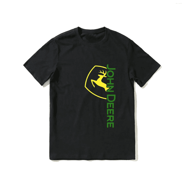 Men's T Shirts 2025 Summer 1 Cotton John Tractor Logo Black T-shirt Short Sleeve Cool Hip Hop Street Wear Deeres Printed