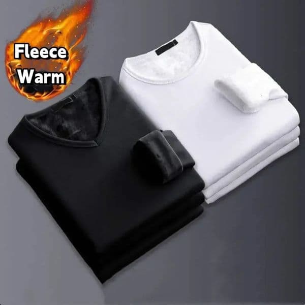 Mens Winter Thermal Underwear Tops Fleecelined Thickened Warm Sweatshirt Solid Color Oneck Vneck Base Shirt Large Size 5XL 250829BANJIA