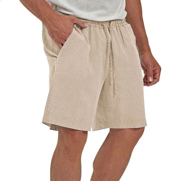Mens Cotton Linen Shorts Casual Loose Fit Hawaiian Beach Style Short Pants Summer Breathable Lightweight Cozy Streetwear 250828BJ