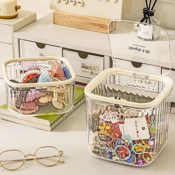 Storage Boxes Children'S Hair Accessories Box Multi-Use Clip Finishing Girl'S Rope Rubber Band Jewelry Desktop