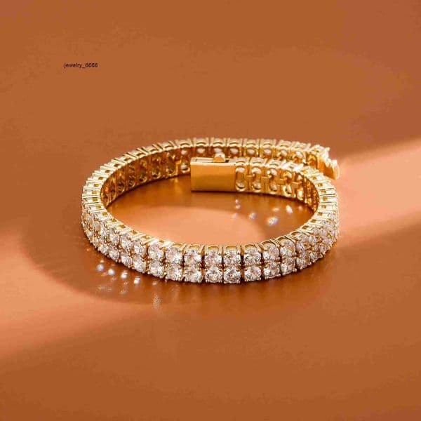 TOP ICY Unique Design 2 Rows 3mm 4mm Tennis Bracelet Double Layers AAA Moissanite Spring Safty Clasp 7 Inch 8 Inch Tennis Bracelet