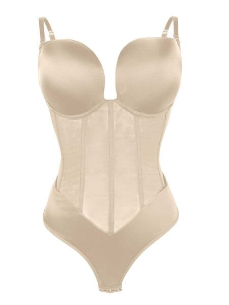 Shapewear Tummy Control Bodysuit Thong Outfits Body Sculpting Shaper Pull Bra Bust Support Deep V Corset Breathable and Comfortable Body Shapers