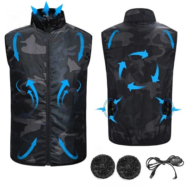 Mens Ice Vest Fan Air Conditioner Clothes Cool Sport USB Rechargeable Cooling Workers Summer Camping Fishing Overalls 250829BANJIA