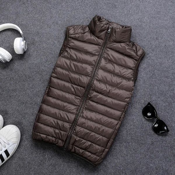 Autumn and Winter Male 90% White Duck Down Vest Casual Lightweight Down Warm Solid Sleeveless Jacket Mens Portable Pocket Vest 250828BJ