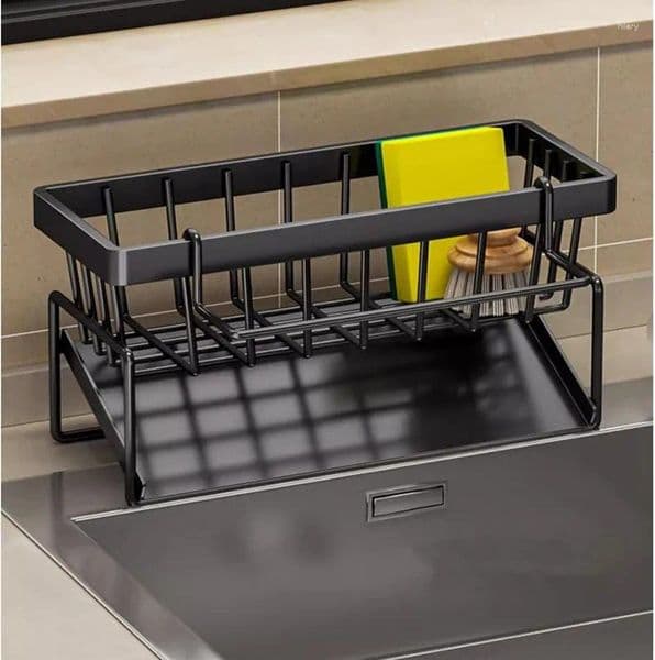 Hooks Sponge Holder For Kitchen Sink Stainless Steel Self-draining Shelf Soap Dishcloth Towel Rack Filter Basket