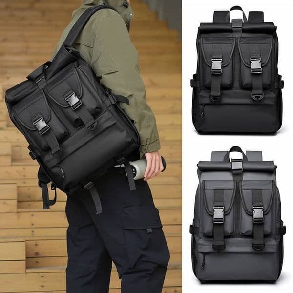 Men Multi-pockets Frizz Backpack Fashionable Simple Large Capacity Daily Commuting Travelling Laptop Backpacks Shoulders Bag high-quality