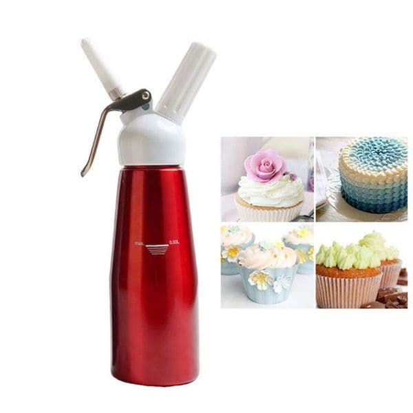 500ml/17oz Whipped Cream Dispenser Aluminum Alloy Cream Maker Whipper Durable 3 Decorating Nozzles Home Cake Tools HW0023