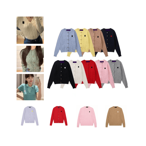 Embroidery Polo Sweaters Cardigan Knit Cotton Fabric Sweater Jumpers Designer Womens Pullover