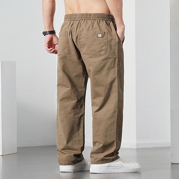 Straight Casual Cargo Pants Men Wide Leg Brown Long Business Work Trousers Drawstring Baggy Sweatpants Male 250829