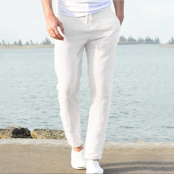 Mens Cotton Linen Pants Joggers Sweatpants Streetwear Breathable Solid Color Trousers Vacation Summer Loose S5XL 250829BJ