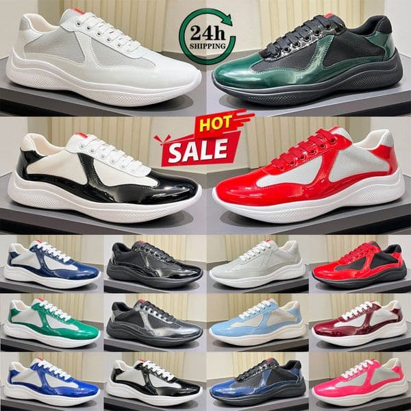 Designer shoes Mens Womens Casual Shoes Americas Cup Downtown Low Top Sneakers Mesh Nylon Outdoor Runner Trainers Patent Leather Fashion Out of Office Size 38-47
