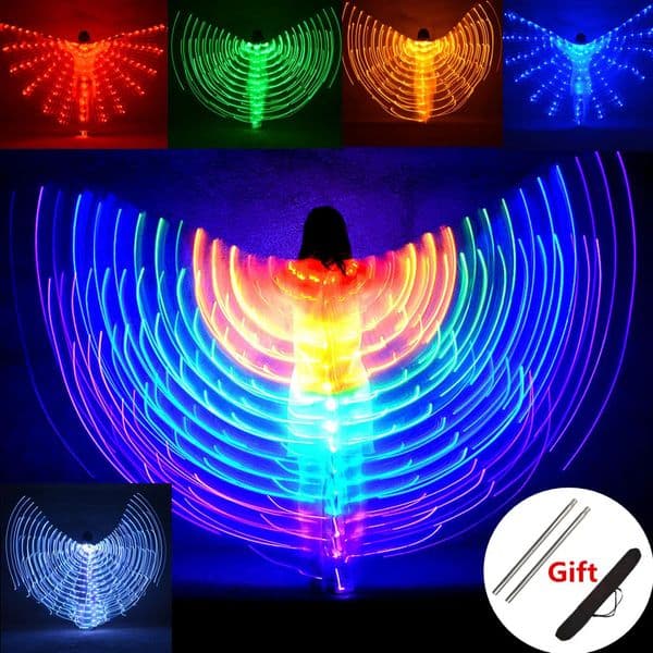 Belly Dance LED Wings ren Performance Fluorescent Butterfly Isis Wings Belly Dancing Bellydance Carnival Led Costumes Shows 250828BJ