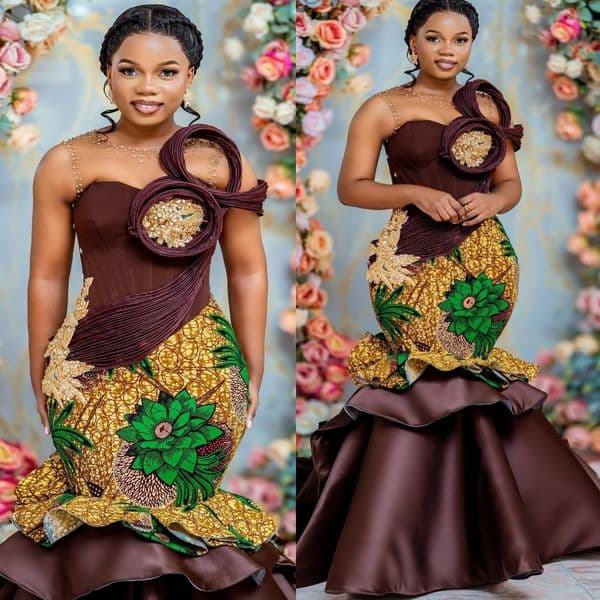 Aso Ebi Mermaid Brown Prom Dress 2025 Printed Crystals Satin Stylish Evening Formal Party Birthday Dresses Robe De Sorrie Reception Gowns For Special Occasions