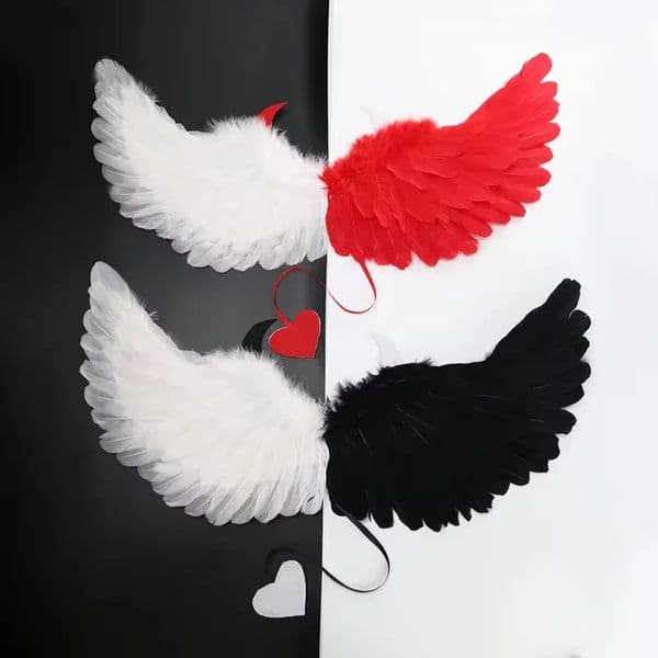 Devil Angel Feather Wings Dress up Halloween Party Costume Wings Prop Accessories Costume Fashion Show Stage Performance Props 250828BJ