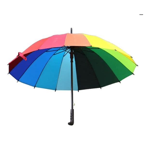 Rainbow Umbrella Women 16K Rainproof Windproof Long Handle Umbrellas Strong Frame Waterproof Large Colorful Rainbow Umbrella