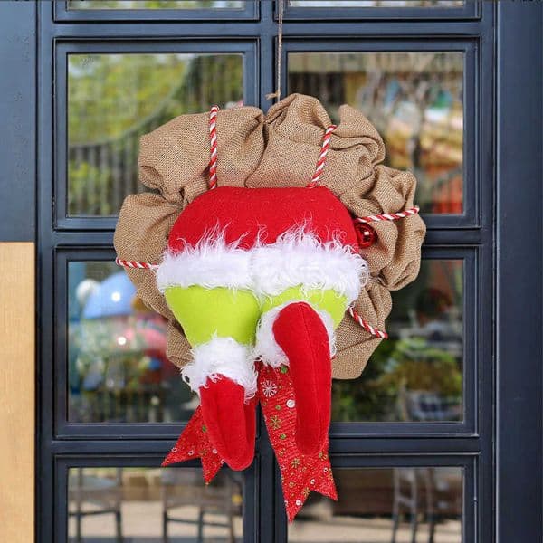 Christmas thief Wreath Christmas Elf leg Wreath Christmas burlap wreath decoration T250829