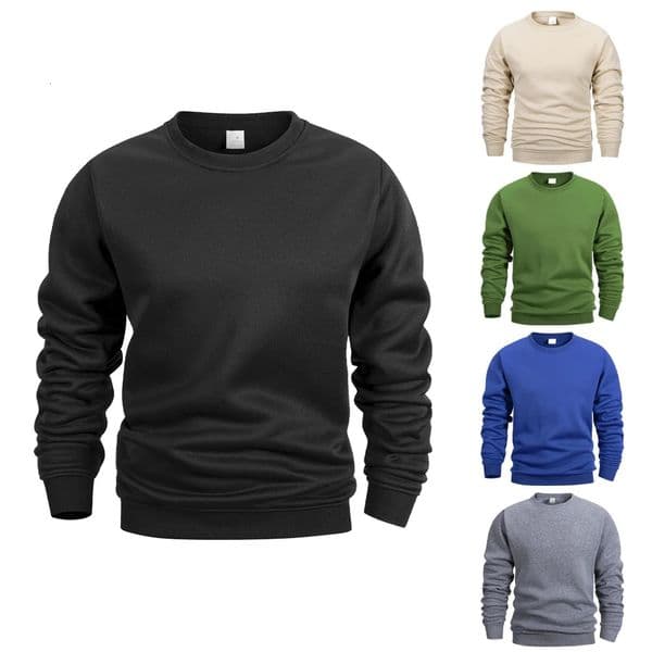 Mens Crew Neck Sweatshirts Solid Color Sweatwear Spring Outdoor Casual Daily Long Sleeve Pullover Hoodie Man Sportswear 250829BJ