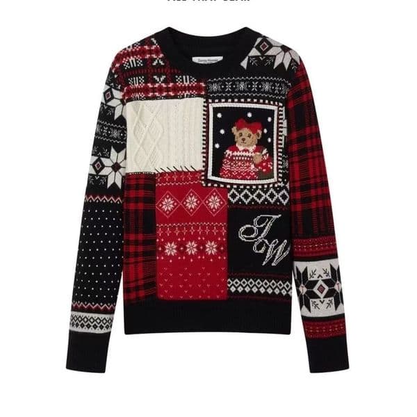 Designer winter casual loose color matching round collar jacquard Christmas atmosphere sweater
