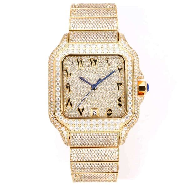Full Moissanite Dia Watch VVS Clarity, Custom Available Premium Automatic Movement