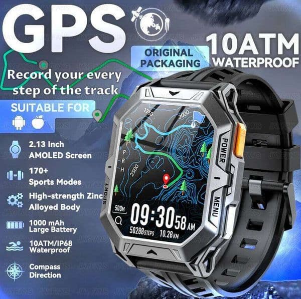 Original Premium GPS Watch Men Ultra HD Screen MAH Battery BT Call ATM Waterproof Smart Bracelet