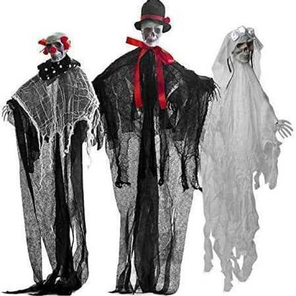 Halloween Decoration Hanging Ghost Bride and Groom Clown Set Skeleton White Bones Prank Toy Haunted House Costume Props T250829