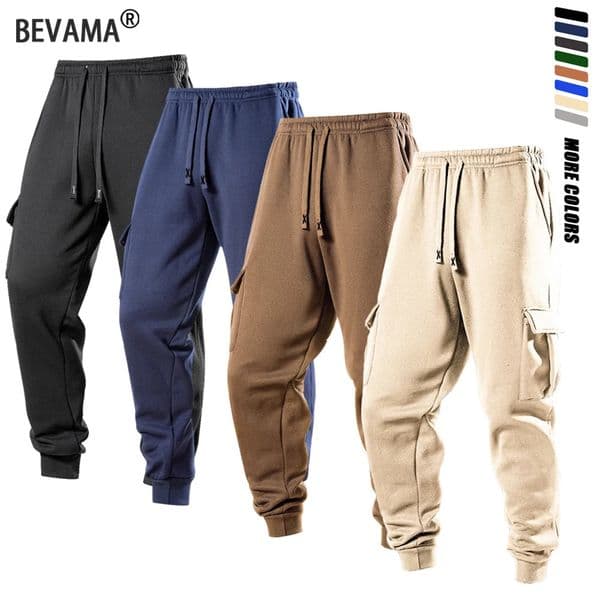 Men Cargo Pants Casual Sports Drawstring Sweatpants Spring Autumn Solid Color Patchwork Pockets Ankle Length Skinny Pencil Pants 250829BJ