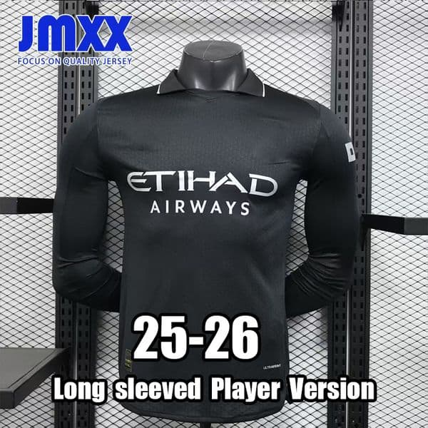JMXX 25-26 Long Sleeve Player Version ManES CityES Soccer Jersey Home Away Third Pre Match Mens Uniform Man Jerseys Football Shirt 2025 2026