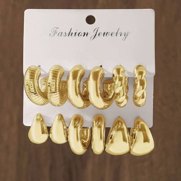 6pcs Stainless Steel Waterdrop Hoop Earring Set for Women European and American Minimalist Smooth Circle Drop Jewelry 250821