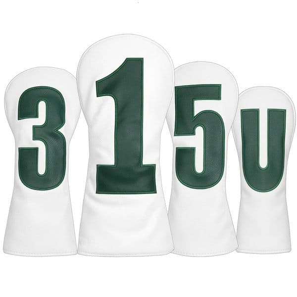 White PU Leather 1 3 5 U Embroidered Golf Club Head Driver Fairway Wood Hybrid UT Covers 250829BJ