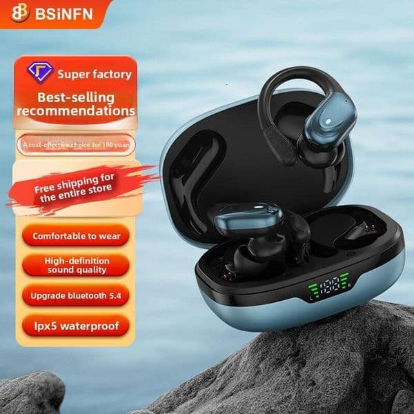 Intelligent Digital Technology Noise Reduction Sports Crazy Drop-proof Ear-hook Wireless Unisex Bluetooth Earphones