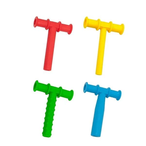 Yellow Chew Tube Sensory Toys T Shape Chewy Teether Tube for Kids Children Autism ADHD Special Needs