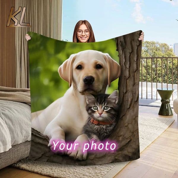 Custom Flannel Throw Blanket Personalized Po Fleece Blankets Sofa Gift Customized Text Pictures Sudoku for Pet Friends Family 250226