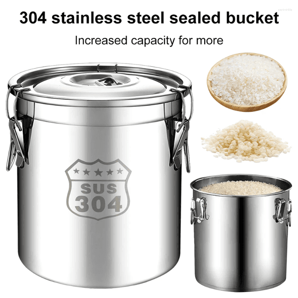Storage Bottles 6/12/21/33L Stainless Steel Food Container With Seal Lid Kitchen Canister Handles For Home Bar Restaurants