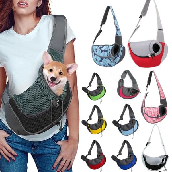 Ship from U.S. Breathable Pet Dog Outdoor Travel Handbag Pouch Mesh Oxford Single Shoulder Bag Sling Comfort Travel Tote Shoulder Bag 250228FBBBJ