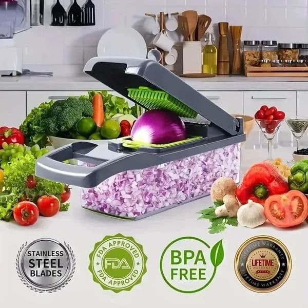 14/16 in 1 multifunctional vegetable chopper handle food grade food chopper vegetable slicer cutting kitchen project cocoa 250225