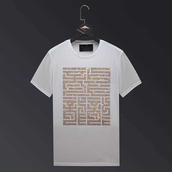 Casual Short Sleeve T Shirts Men Summer Clothes Chinese Characters Rhinestones Fashion Streetwear O Neck Cool Cotton T-shirts J250515