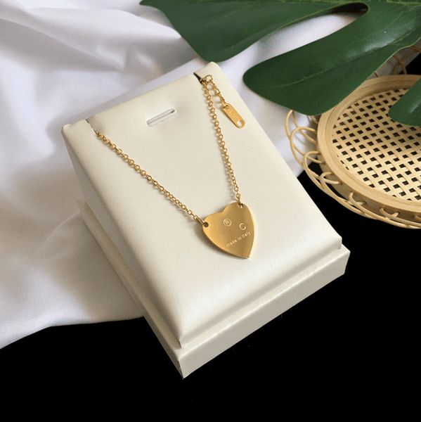 Simple Heart necklace earrings set Designer fashion collarbone chain minimalist letter earrings Womens heart necklace women wedding party gift set