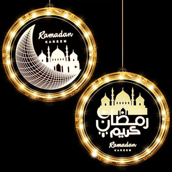 Eid Ramadan Decorative Window Lights Moon Star LED Lights Ramadan Lights Decorations for Eid Mubarak Xmas Eve Wall Pathway Patio 250224