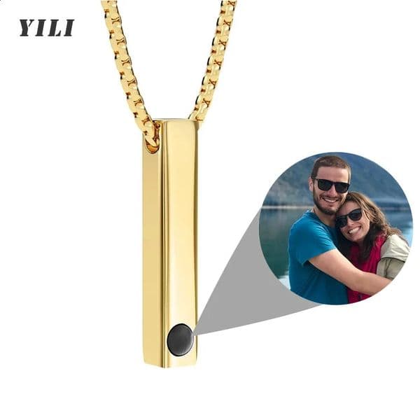 Custom Po Projection Bar Necklace Picture Personalized Necklace Customized Po Pendant Necklaces with Picture Jewelry Gift 250222