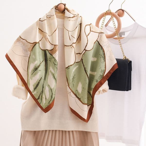 Camellia Spring and Summer New Printed Silk Scarf --890461
