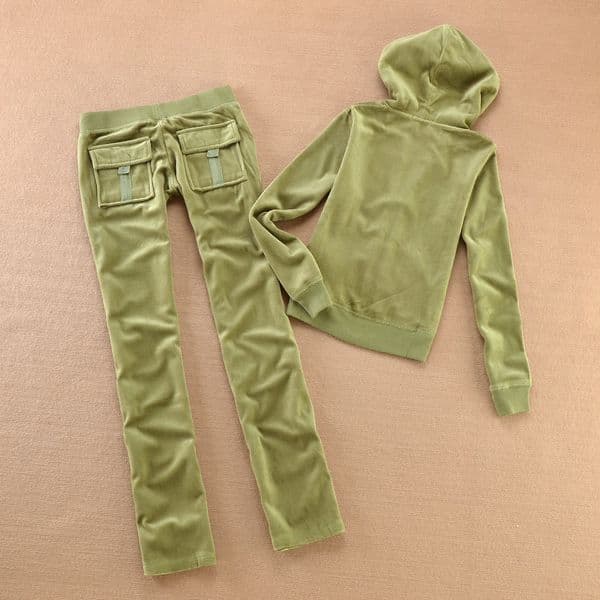 Fashionable women's velvet casual sports suit large size in stock casual solid color two-piece set