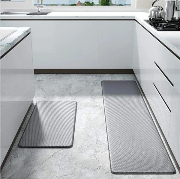Kitchen Mat PU Leather Floor Mats Waterproof Oil Proof Anti Skid Plaid PVC Carpet Home Balcony Corridor Decor Entrance Doormat 250224