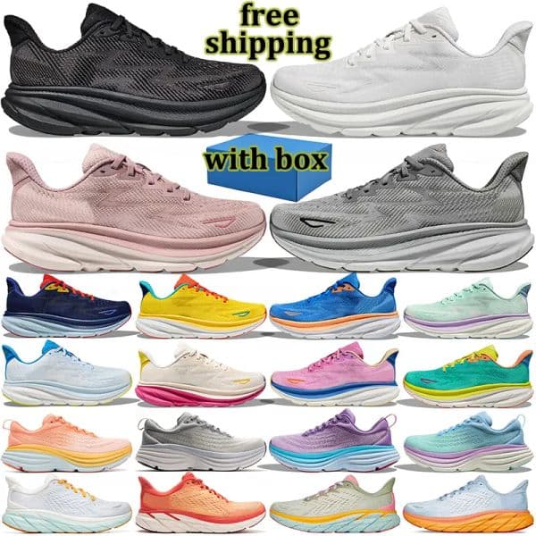 free shipping with box Clifton 9 bondi 8 men women designer running shoes athletic sneakers mens lightweight trainers sports shoe breathable runner Sand