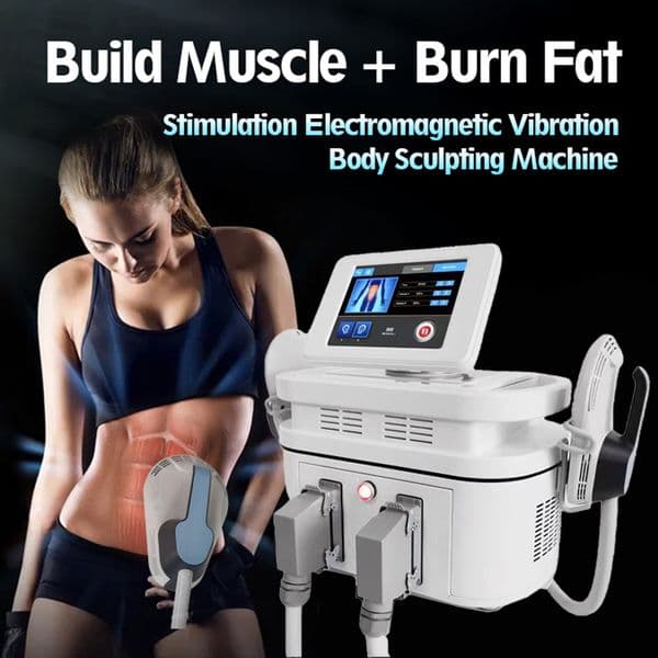 High Intensity EMS Muscle Electrostimulation 2 Handles HIEMT Fat Removal Muscle Toning Non-invasive Weight Loss Butt Tightening 13 Tesla EMS Instrument
